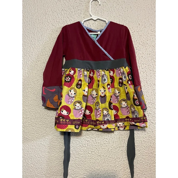 Little Girl Matilda Jane Girls Red Yellow Matryoshka Doll Faux Wrap Dress Sz 6